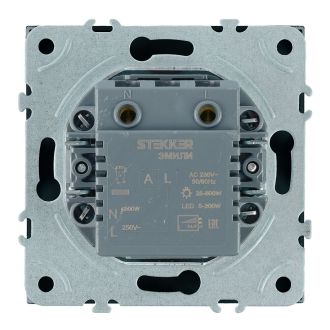 Выключатель диммирующий (механизм), STEKKER, 250В, 500W, серия Эмили, RSW10-5106-05, черный уголь, soft touch, 49842