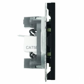 Розетка TV + компьютерная RJ-45 (механизм), STEKKER, RST00-5106-05, серия Эмили, черный уголь, soft touch, 49846