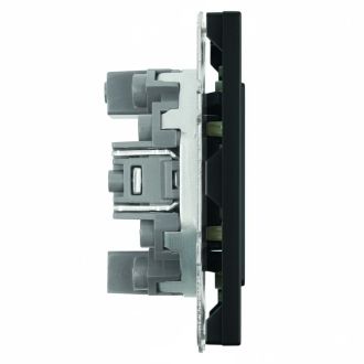 Розетка TV + компьютерная RJ-45 (механизм), STEKKER, RST00-5106-05, серия Эмили, черный уголь, soft touch, 49846