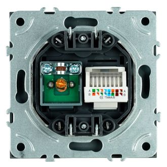 Розетка TV + компьютерная RJ-45 (механизм), STEKKER, RST00-5106-05, серия Эмили, черный уголь, soft touch, 49846