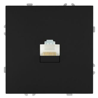 Розетка компьютерная 1-местная RJ-45 (механизм), STEKKER, серия Эмили, RST00-5117-05, черный уголь, soft touch, 49847