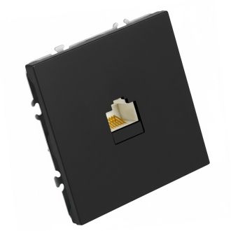 Розетка компьютерная 1-местная RJ-45 (механизм), STEKKER, серия Эмили, RST00-5117-05, черный уголь, soft touch, 49847