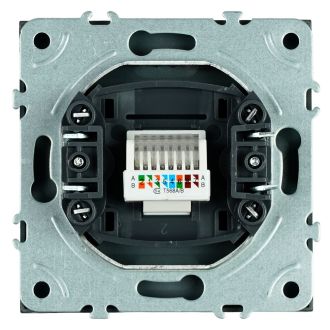 Розетка компьютерная 1-местная RJ-45 (механизм), STEKKER, серия Эмили, RST00-5117-05, черный уголь, soft touch, 49847