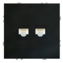 Розетка компьютерная 2-местная RJ-45 (механизм), STEKKER, серия Эмили, RST00-5111-05, черный уголь, soft touch, 49848
