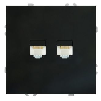 Розетка компьютерная 2-местная RJ-45 (механизм), STEKKER, серия Эмили, RST00-5111-05, черный уголь, soft touch, 49848