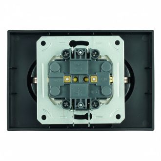 Розетка 2-местная с защитной шторкой, STEKKER, б/з, 250В, 16А, серия Эмили, RST16-5116-05, черный уголь, soft touch, 49851