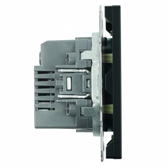 Розетка 2-местная USB + Type C (механизм), STEKKER, 250В, 20W, серия Эмили, RST10-5115-05, черный уголь, soft touch, 49853