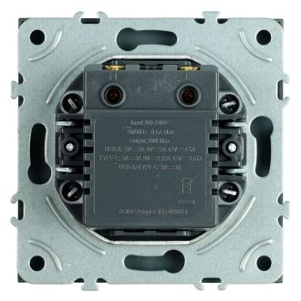 Розетка 2-местная USB + Type C (механизм), STEKKER, 250В, 20W, серия Эмили, RST10-5115-05, черный уголь, soft touch, 49853