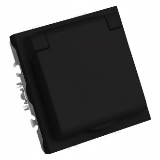 Розетка 1-местная с крышкой с защ. штор, STEKKER, с/з, IP42, 250В, 16А, серия Эмили, RST16-5112-05, черный уголь, soft touch, 49855