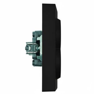 Розетка 2-местная с защитной шторкой STEKKER, с/з, 250В, 16А, серия Эмили, RST16-5114-05, черный уголь, soft touch, 49856
