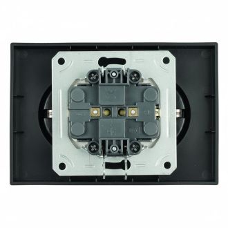 Розетка 2-местная с защитной шторкой STEKKER, с/з, 250В, 16А, серия Эмили, RST16-5114-05, черный уголь, soft touch, 49856