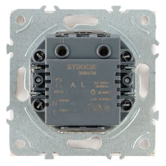 Выключатель диммирующий (механизм), STEKKER, 250В, 500W, серия Эмили, RSW10-5106-01, белый фарфор, soft touch, 49868