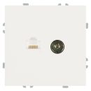 Розетка TV + компьютерная RJ-45 (механизм), STEKKER, серия Эмили, RST00-5106-01, белый фарфор, soft touch, 49872