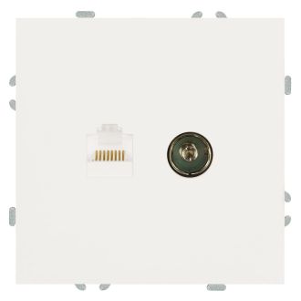 Розетка TV + компьютерная RJ-45 (механизм), STEKKER, серия Эмили, RST00-5106-01, белый фарфор, soft touch, 49872