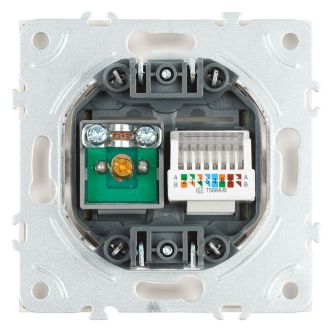 Розетка TV + компьютерная RJ-45 (механизм), STEKKER, серия Эмили, RST00-5106-01, белый фарфор, soft touch, 49872