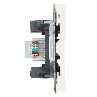 Розетка компьютерная 1-местная RJ-45 (механизм), STEKKER, серия Эмили, RST00-5117-01, белый фарфор, soft touch, 49873