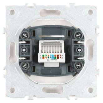 Розетка компьютерная 1-местная RJ-45 (механизм), STEKKER, серия Эмили, RST00-5117-01, белый фарфор, soft touch, 49873