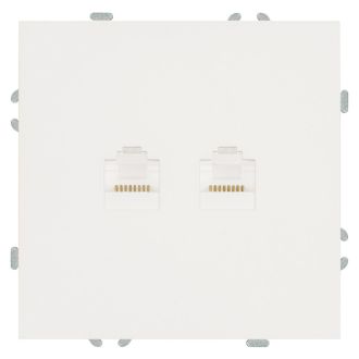 Розетка компьютерная 2-местная RJ-45 (механизм), STEKKER, серия Эмили, RST00-5111-01, белый фарфор, soft touch, 49874