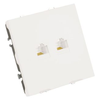 Розетка компьютерная 2-местная RJ-45 (механизм), STEKKER, серия Эмили, RST00-5111-01, белый фарфор, soft touch, 49874