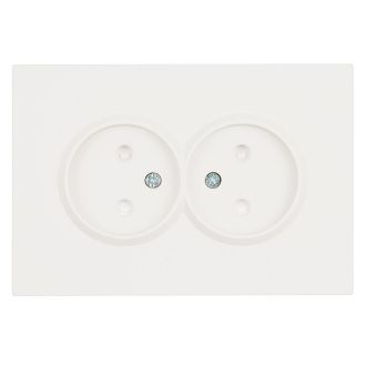 Розетка 2-местная с защитной шторкой, STEKKER, б/з, 250В, 16А, серия Эмили, RST16-5116-01, белый фарфор, soft touch, 49877