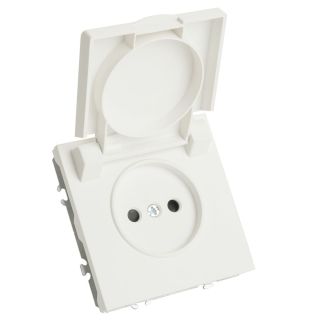 Розетка 1-местная с крышкой с защ. штор, STEKKER, б/з, IP42, 250В, 16А, серия Эмили, RST16-5113-01, белый фарфор, soft touch, 49878