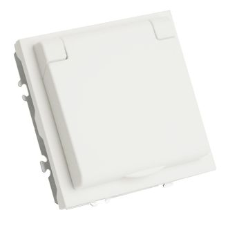 Розетка 1-местная с крышкой с защ. штор, STEKKER, б/з, IP42, 250В, 16А, серия Эмили, RST16-5113-01, белый фарфор, soft touch, 49878