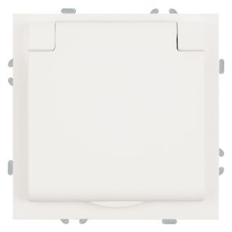 Розетка 1-местная с крышкой с защ. штор, STEKKER, с/з, IP42, 250В, 16А, серия Эмили, RST16-5112-01, белый фарфор, soft touch, 49881
