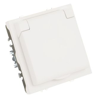 Розетка 1-местная с крышкой с защ. штор, STEKKER, с/з, IP42, 250В, 16А, серия Эмили, RST16-5112-01, белый фарфор, soft touch, 49881