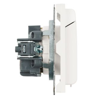 Розетка 1-местная с крышкой с защ. штор, STEKKER, с/з, IP42, 250В, 16А, серия Эмили, RST16-5112-01, белый фарфор, soft touch, 49881