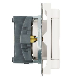 Розетка 1-местная с крышкой с защ. штор, STEKKER, с/з, IP42, 250В, 16А, серия Эмили, RST16-5112-01, белый фарфор, soft touch, 49881