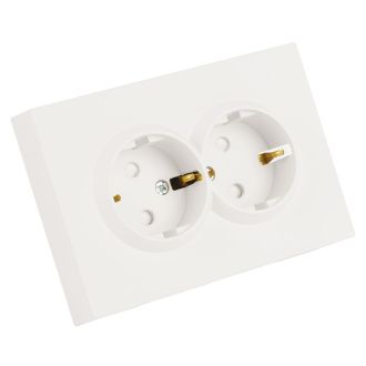 Розетка 2-местная с защитной шторкой, STEKKER, с/з, 250В, 16А, серия Эмили, RST16-5114-01, белый фарфор, soft touch, 49882
