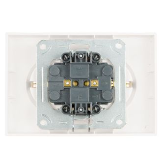 Розетка 2-местная с защитной шторкой, STEKKER, с/з, 250В, 16А, серия Эмили, RST16-5114-01, белый фарфор, soft touch, 49882