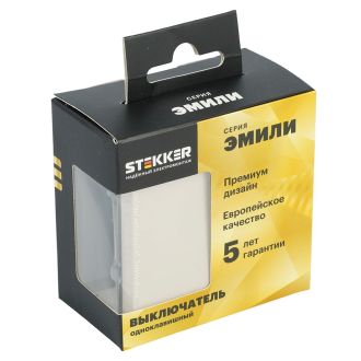 Выключатель 1-клавишный (механизм), STEKKER, 250В, 10А, серия Эмили, RSW10-5103-08, кашемир, soft touch, 49891