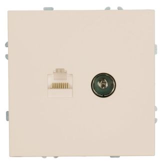 Розетка TV + компьютерная RJ-45 (механизм), STEKKER, серия Эмили, RST00-5106-08, кашемир, soft touch, 49898