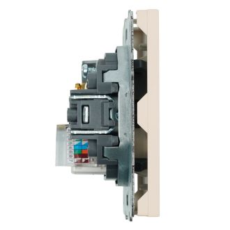 Розетка TV + компьютерная RJ-45 (механизм), STEKKER, серия Эмили, RST00-5106-08, кашемир, soft touch, 49898