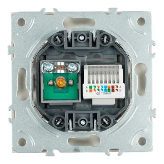 Розетка TV + компьютерная RJ-45 (механизм), STEKKER, серия Эмили, RST00-5106-08, кашемир, soft touch, 49898