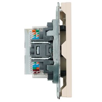 Розетка компьютерная 2-местная RJ-45 (механизм), STEKKER, серия Эмили, RST00-5111-08, кашемир, soft touch, 49900