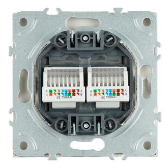 Розетка компьютерная 2-местная RJ-45 (механизм), STEKKER, серия Эмили, RST00-5111-08, кашемир, soft touch, 49900