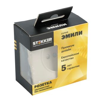 Розетка 1-местная с защитной шторкой (механизм), STEKKER, б/з, 250В, 16А, серия Эмили, RST16-5109-08, кашемир, soft touch, 49902