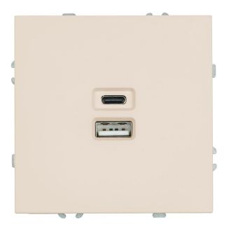 Розетка 2-местная USB + Type C (механизм), STEKKER, 250В, 20W, серия Эмили, RST10-5115-08, кашемир, soft touch, 49905