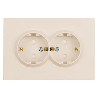 Розетка 2-местная с защитной шторкой, STEKKER, с/з, 250В, 16А, серия Эмили, RST16-5114-08, кашемир, soft touch, 49908