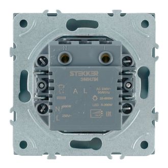 Выключатель диммирующий (механизм), STEKKER, 250В, 500W, серия Эмили, RSW10-5106-09, антрацит, soft touch, 49920