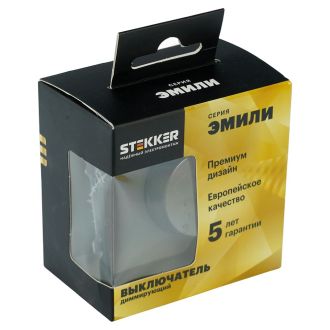Выключатель диммирующий (механизм), STEKKER, 250В, 500W, серия Эмили, RSW10-5106-09, антрацит, soft touch, 49920