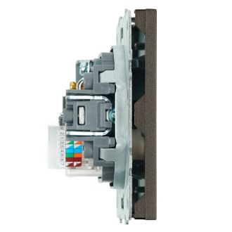 Розетка TV + компьютерная RJ-45 (механизм), STEKKER, серия Эмили, RST00-5106-09, антрацит, soft touch, 49924