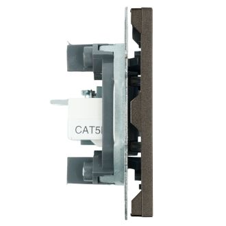 Розетка TV + компьютерная RJ-45 (механизм), STEKKER, серия Эмили, RST00-5106-09, антрацит, soft touch, 49924