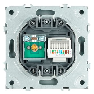 Розетка TV + компьютерная RJ-45 (механизм), STEKKER, серия Эмили, RST00-5106-09, антрацит, soft touch, 49924