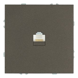 Розетка компьютерная 1-местная RJ-45 (механизм), STEKKER, серия Эмили, RST00-5117-09, антрацит, soft touch, 49925