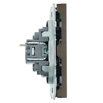 Розетка компьютерная 1-местная RJ-45 (механизм), STEKKER, серия Эмили, RST00-5117-09, антрацит, soft touch, 49925