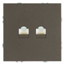 Розетка компьютерная 2-местная RJ-45 (механизм), STEKKER, серия Эмили, RST00-5111-09, антрацит, soft touch, 49926