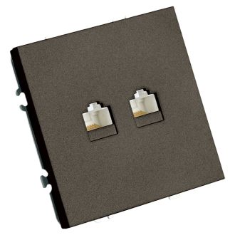 Розетка компьютерная 2-местная RJ-45 (механизм), STEKKER, серия Эмили, RST00-5111-09, антрацит, soft touch, 49926